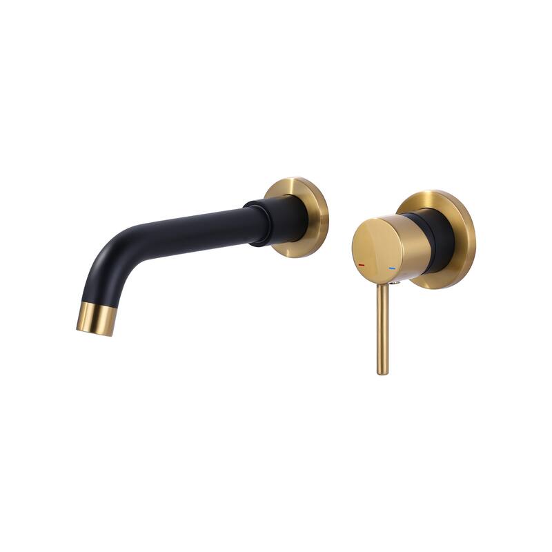 WOWOW Wall Mount Single Handle Bathroom Faucet - Gold and Black