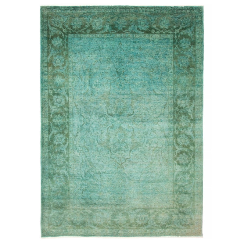 ECARPETGALLERY Hand-knotted Vibrance Teal Wool Rug - 6'0 x 8'6 - Teal - 6'0 x 8'6