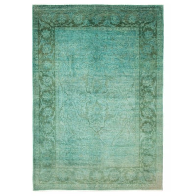 ECARPETGALLERY Hand-knotted Vibrance Teal Wool Rug - 6'0 x 8'6