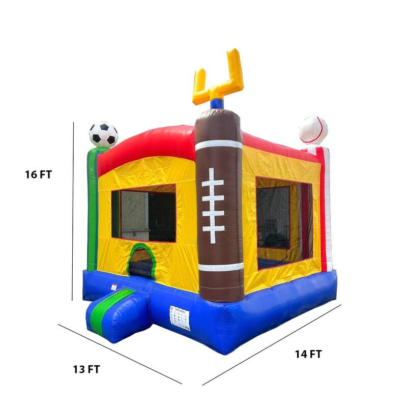 HeroKiddo 13' x 13' Sports Commercial Grade Inflatable Bounce House for Kids & Adults with Air Blower, LightWeight, Outdoor Fun
