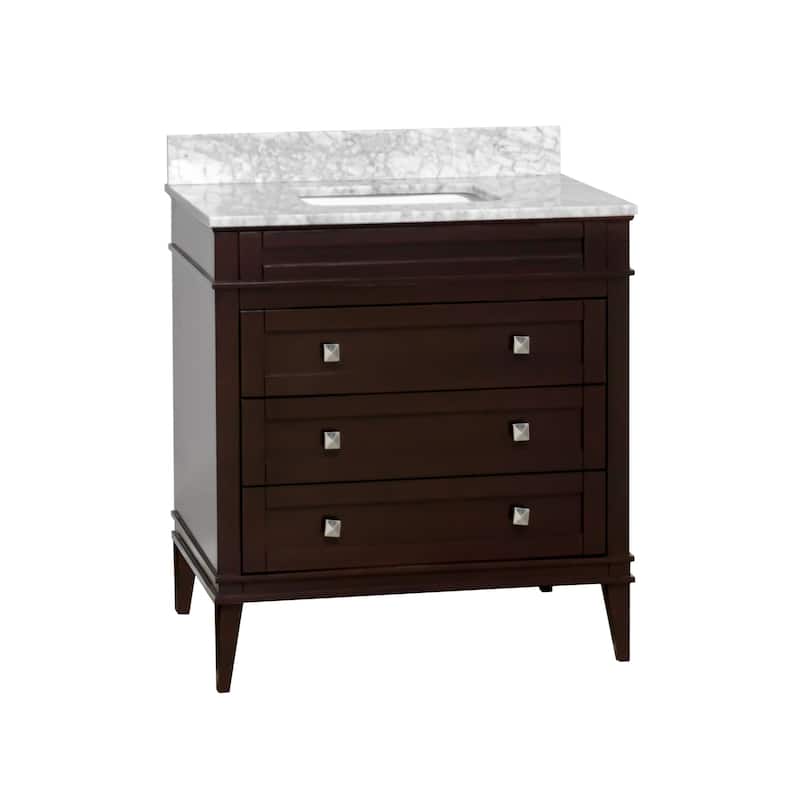 KitchenBathCollection Eleanor 30" Bathroom Vanity with Carrara Marble Top