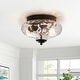 preview thumbnail 1 of 55, Modern Farmhouse 2-light Water Pattern Hammered Glass Flush Mount 9in Black + Clear Glass