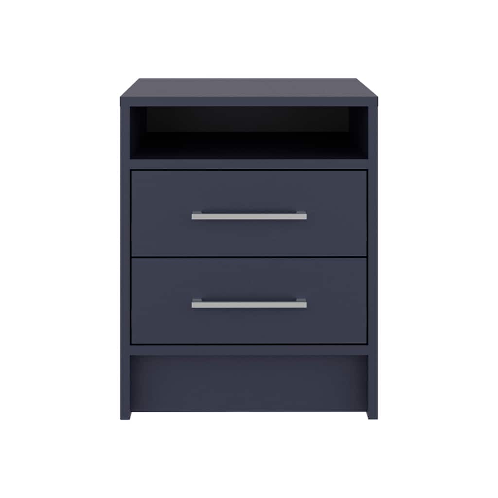 Minimalist Modern Nightstand with Open Shelf and Two Drawers