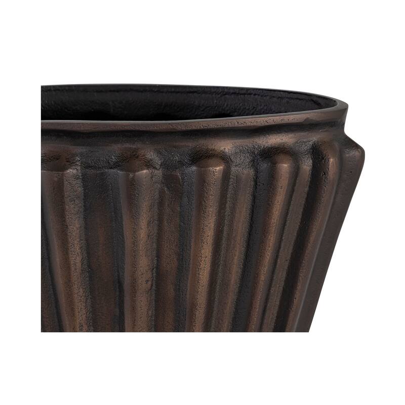 NADAAL STUDIOS Avielle Aged Pewter Cast Aluminum Vase with Fluted Fan Shape