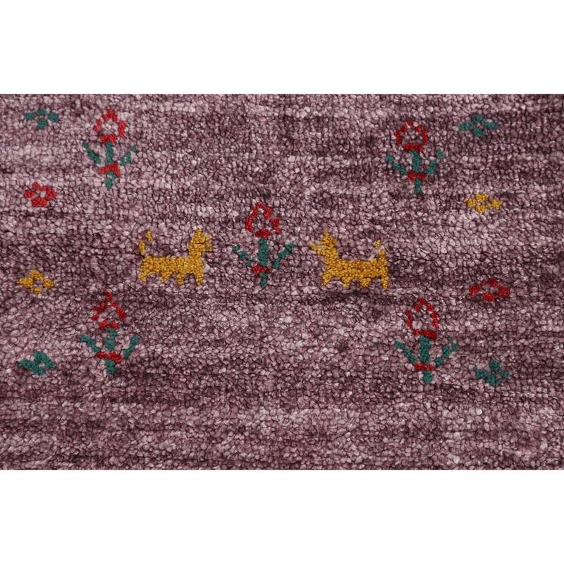 Purple Light Gabbeh Indian Square Area Rug Silk Carpet - 10'0" X 9'8"