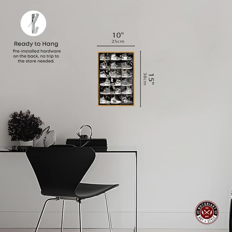 Notoriart Black And White Sneaker Collection Framed Sneaker 1 Piece Canvas Wall Art
