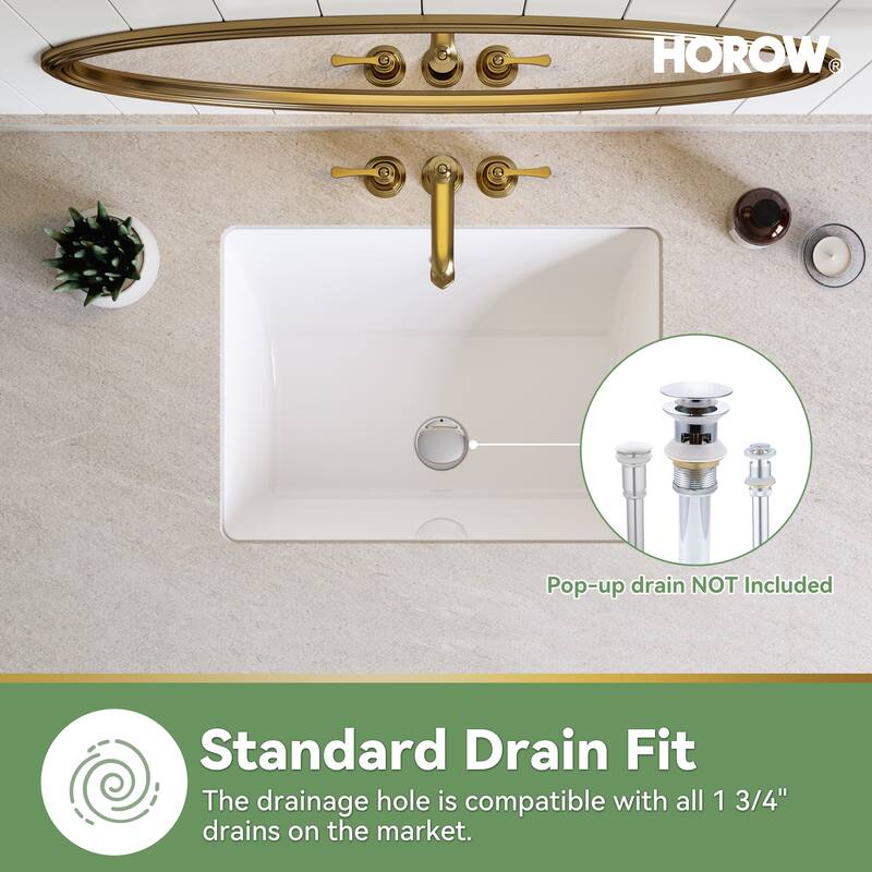 HOROW 20.28 in. Rectangular Undermount Bathroom Sink in White with Overflow Drain Vitreous China