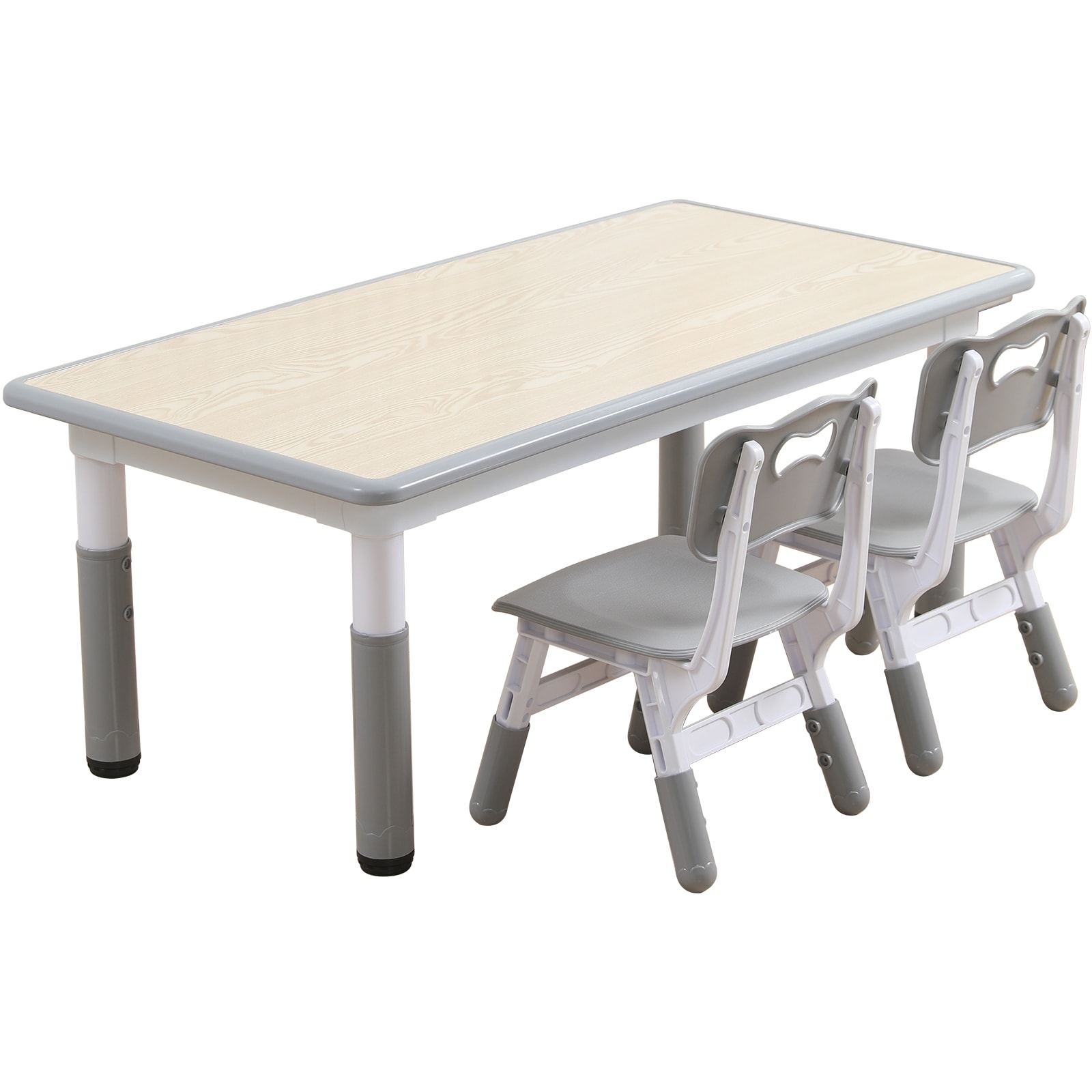 YUKOOL Kids Study Table and Chairs Set - Adjustable Height and Stylish Design