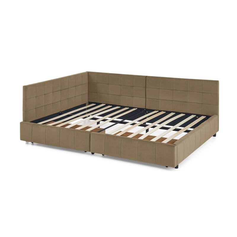 Bedroom Storage Upholstered Tufted DayBed With 2-Drawers