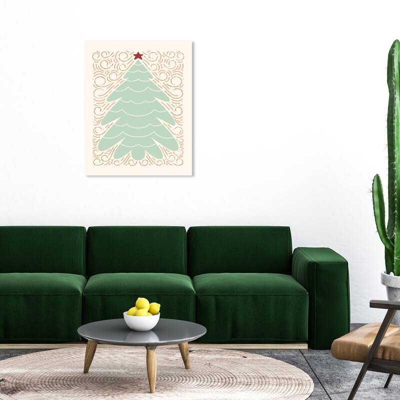 Wynwood Studio Canvas Holiday and Seasonal Mint Felt Pinetree Green Modern & Contemporary Wall Art Canvas Print - 30 x 36