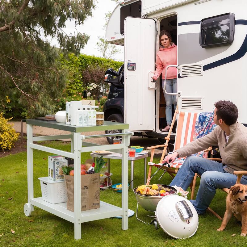 Multi-functional Outdoor Cart: Ideal for Pizza Ovens, Grilling, and Dining -RV carts