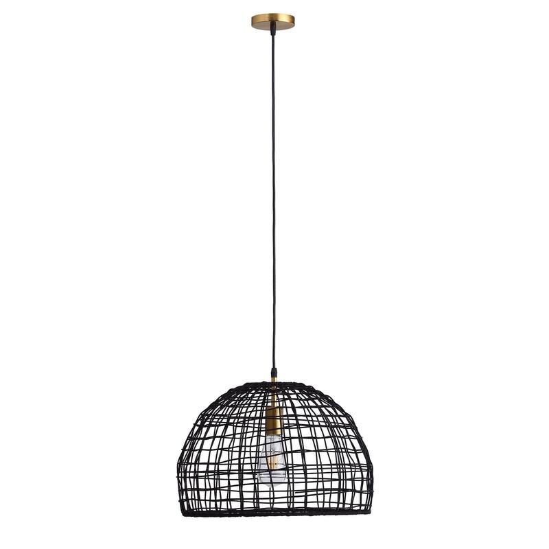 1-Light Rattan Bowl Shade Pendant Lighting - 11.8"D×3.9"W×77.5"H