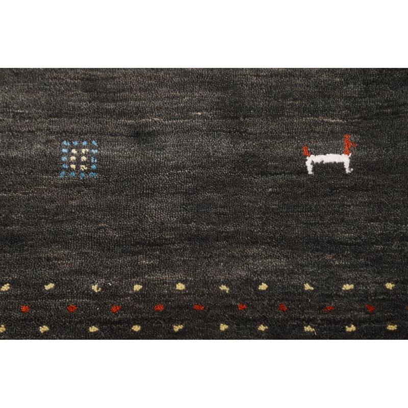 Tribal Gabbeh Oriental Area Rug Handmade Gray Wool Carpet - 5'4"x 7'7"