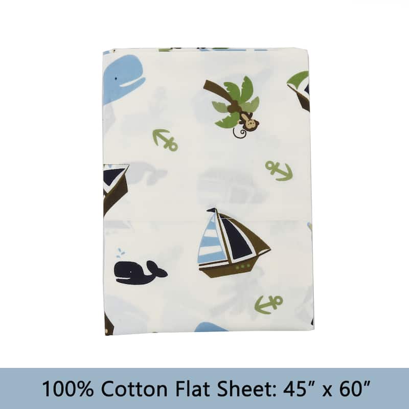 3-Piece Cotton Toddler Sheet Set for Kids Boys & Girls (Animals, Fish, Sports, Floral)