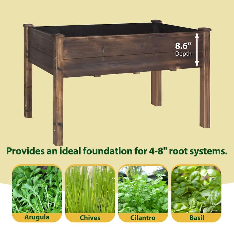 VEIKOUS Wood Raised Garden Bed with Drainage Holes, Outdoor Elevated Planter Box