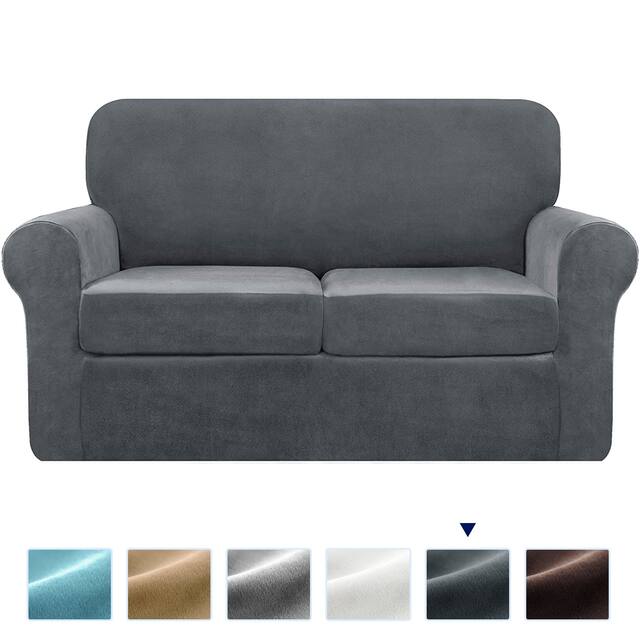 Subrtex Sofa Cover Stretch Slipcover with Separate Cushion Covers - Loveseat - Gray