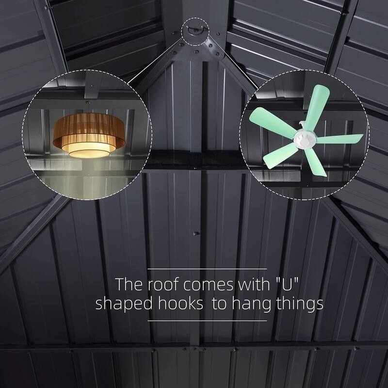 PURPLE LEAF Hardtop Patio Gazebo 12 x 18FT Galvanized Steel Roof Awning w Chaise Lounge