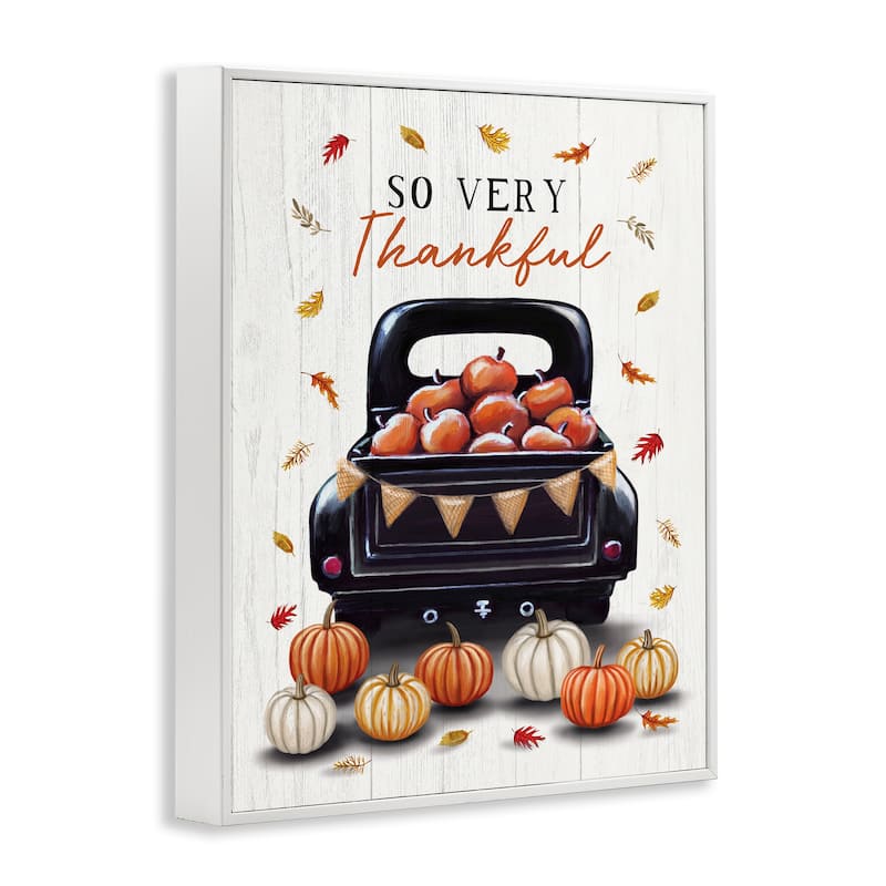 Stupell Autumnal So Very Thankful Framed Giclee Art Design By Elizabeth Tyndall