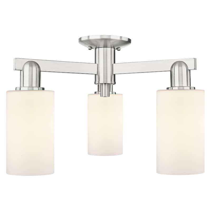 Innovations Lighting 716-3F-11-22 Clymer Semi-Flush Clymer 3 Light 22" - Brushed Satin Nickel / Matte White