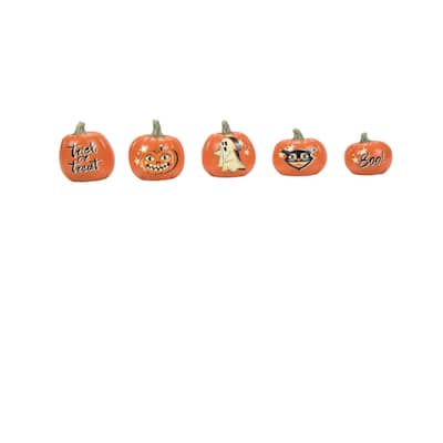 Department 56 Village Halloween Accessories Vintage Pumpkins Set of 5