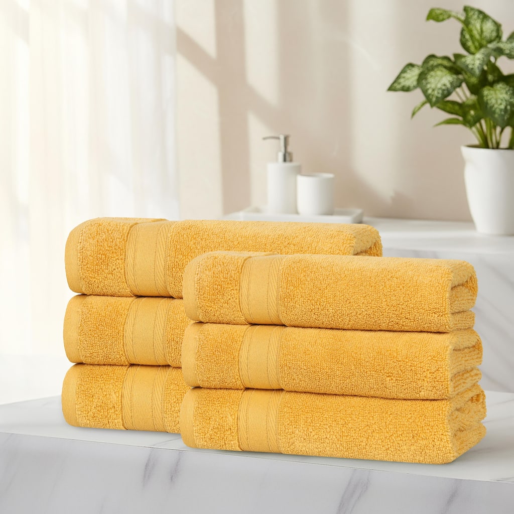 Blue Nile Mills Cotton Medium Weight Soft Absorbent Hand Towels, Set of 6