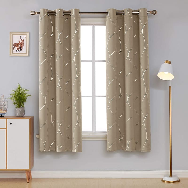 Deconovo Silver Line 42 Width Curtain Panel Pair (2 Panel) - W42"x L72" - Khaki