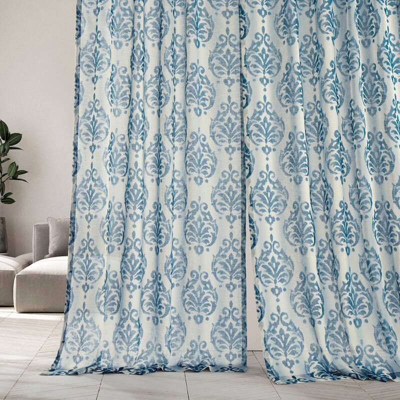 Exclusive Fabrics Fresco Printed Faux Linen Sheer Curtain (1 Panel)