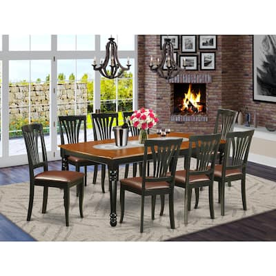 Kitchen Table Set 9 Piece Dining Set with Chairs - Modern Black Cherry Finish Table & Chair Set