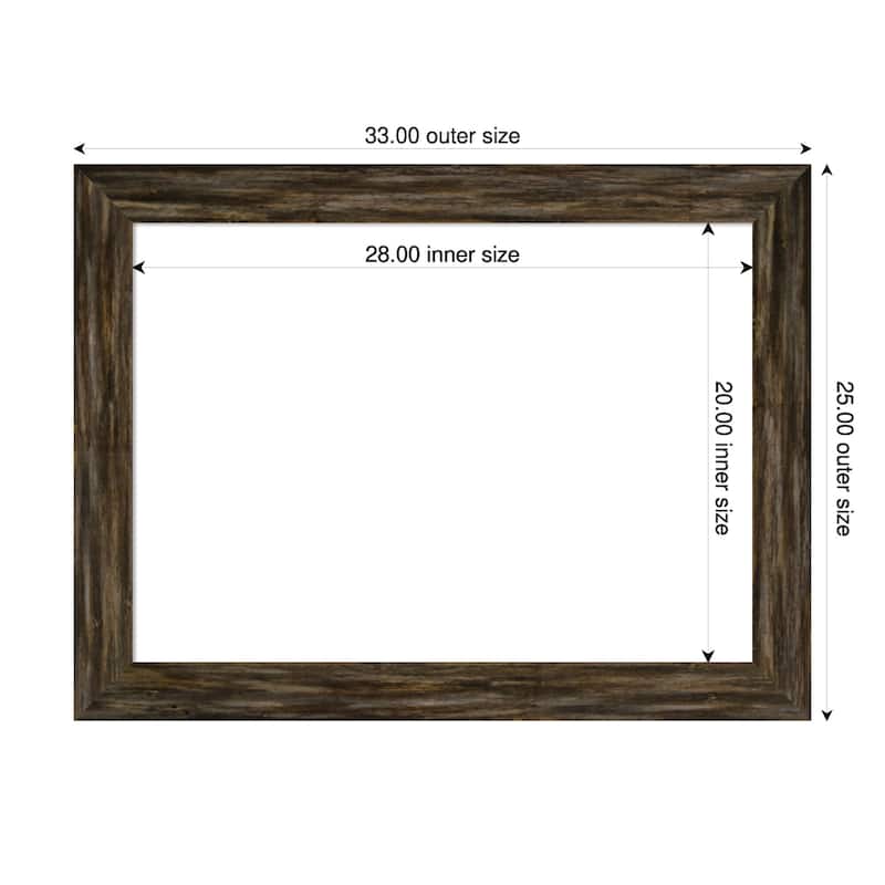 Amanti Art Fencepost Brown Narrow Framed Dry Erase Magnetic Board - 33 x 25 in - Fencepost Brown Narrow