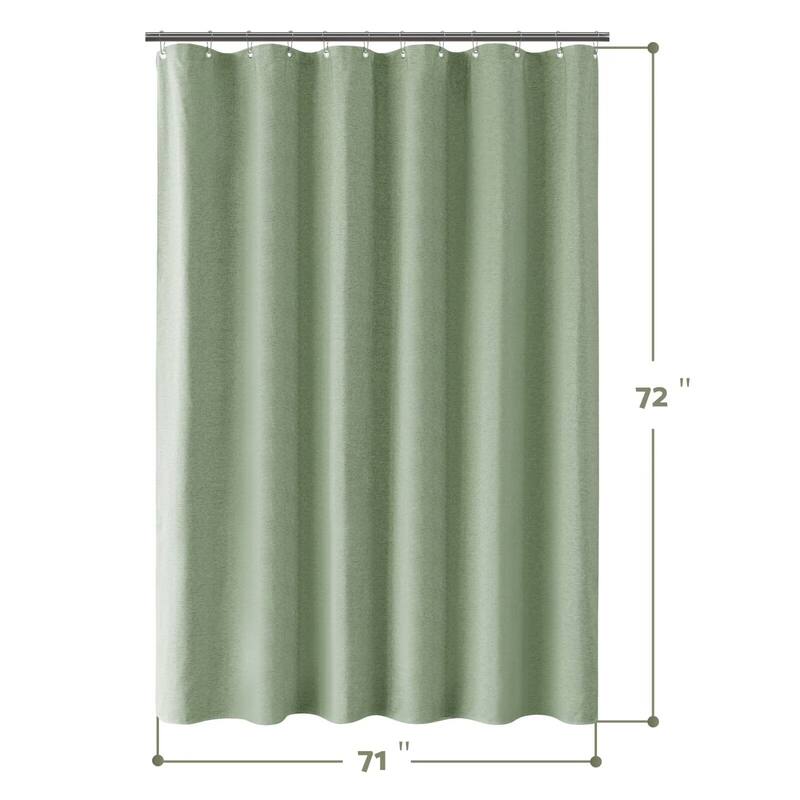 Linen Texture Shower Curtain with 12 Plastic Hooks Included