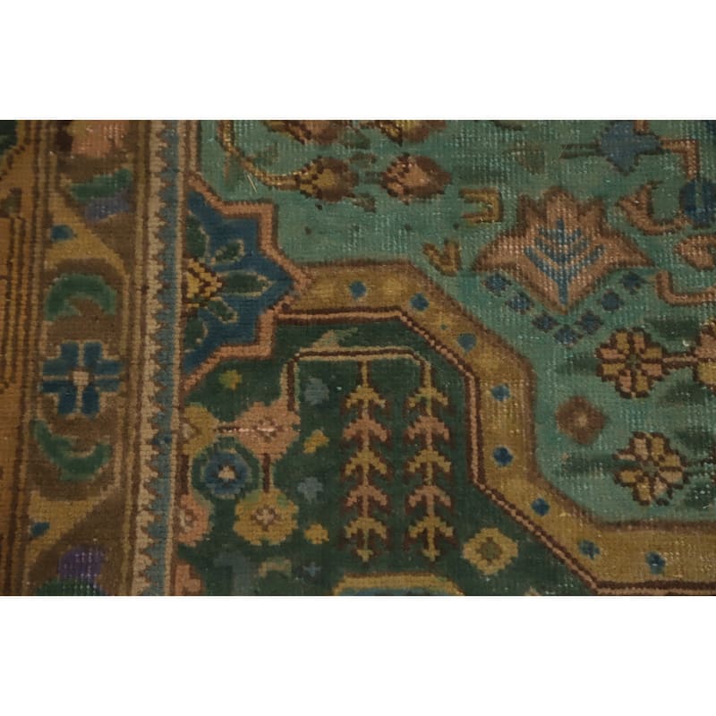 Hand Knotted Oriental 100% Wool Carpet Traditional Floral Yellow & Gold Tabriz Area Rug - 12' 5'' X 9' 8''