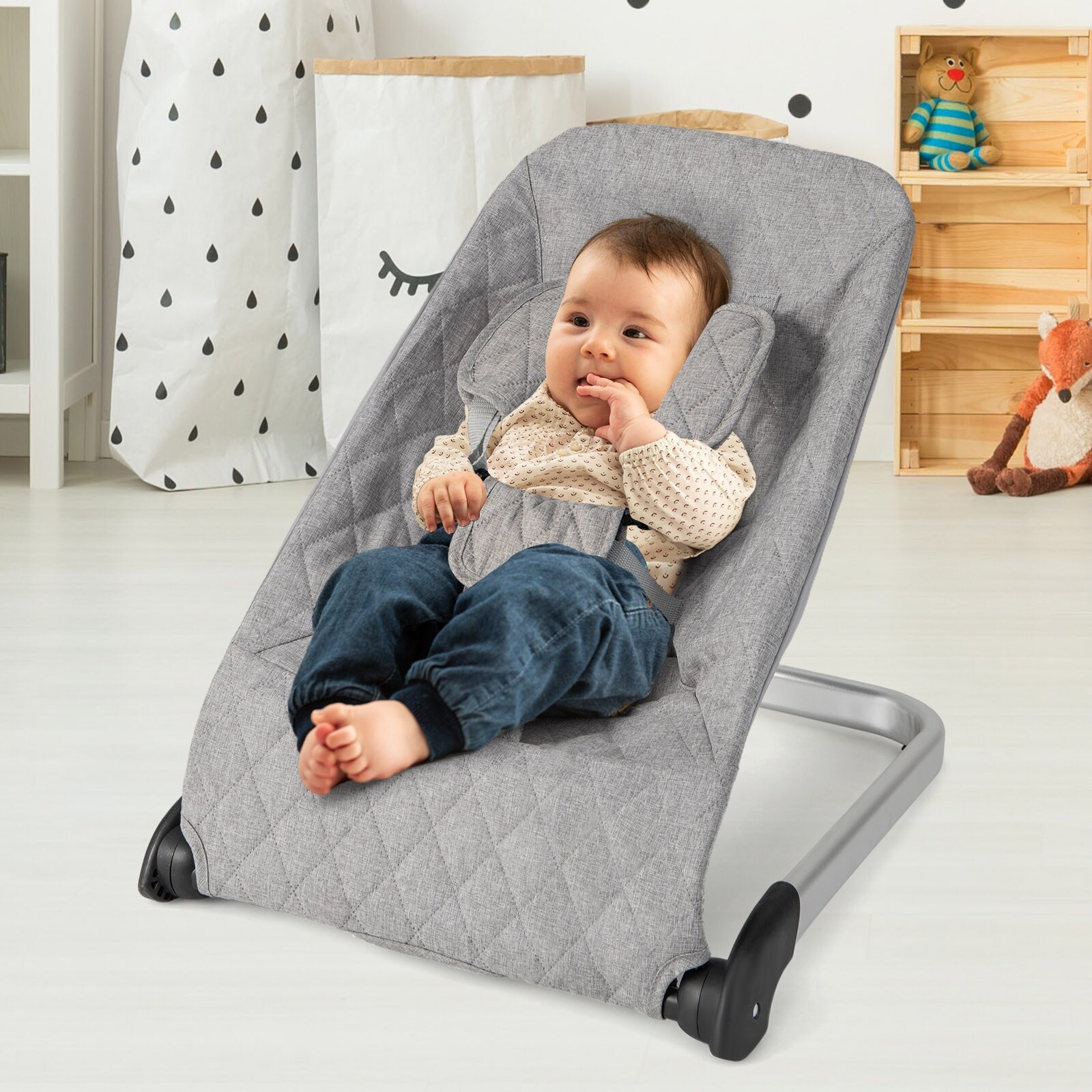 Baby Bouncer Seat with Aluminum and Metal Frame 21undefinedL x 19undefinedW x 19.5undefinedH On Sale Bed Bath Beyond 40803150