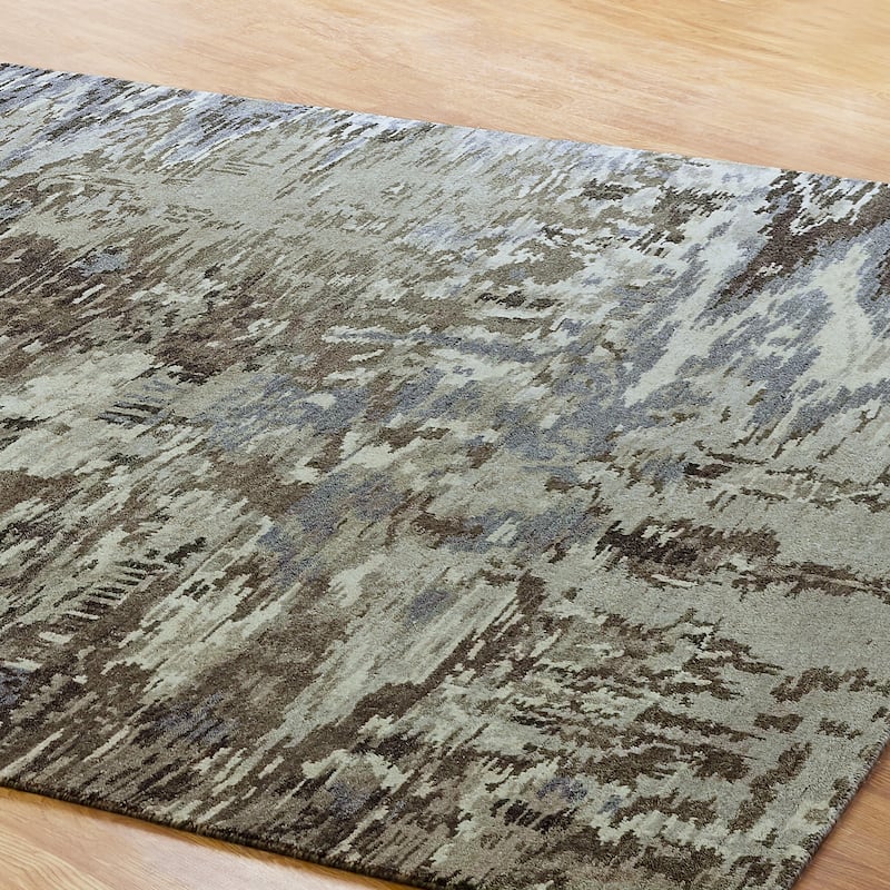 Modern Grey Hand-Knotted Wool Area Rug