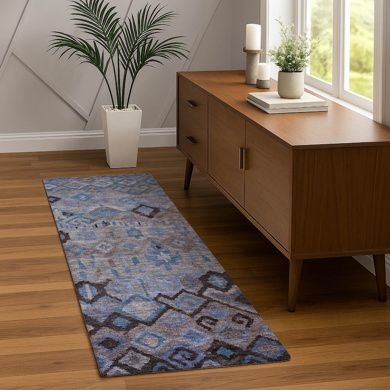 Machine Washable Indoor/ Outdoor Boho Moroccan Chantille Rug