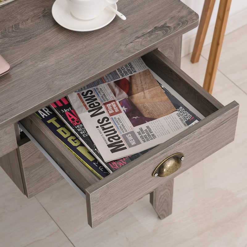 HOMCOM Computer Table Writing Desk with Hutch 3 Drawers, Open Cabinets, Top Shelf, Wide Tabletop, Cable Management, Grey