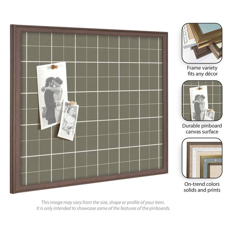 Kate and Laurel Framed Fabric Pinboard Sage Green Plaid Wall Organization