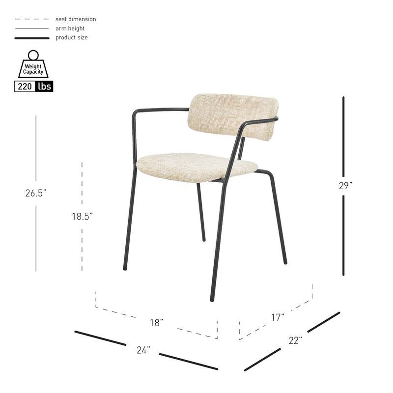 NPD Furniture Alivia Fabric Dining Side Arm Chair (Set of 2)