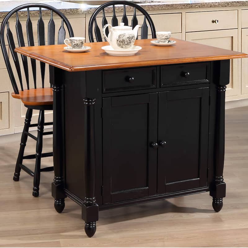 Kitchen island Expandable Black Drop Leaf Counter Dining Storage Cart