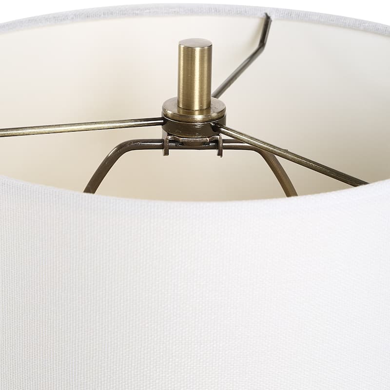 Silver Orchid Antique Brass Buffet Lamp with Crystal Base and Linen Shade - 9 x in x 9 x in 32