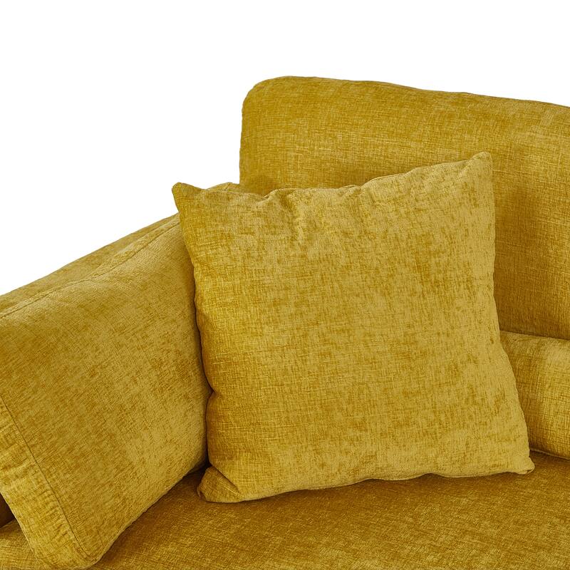Chenille Modular Sectional Sofa with Right-Arm Chaise & Dual Ottomans