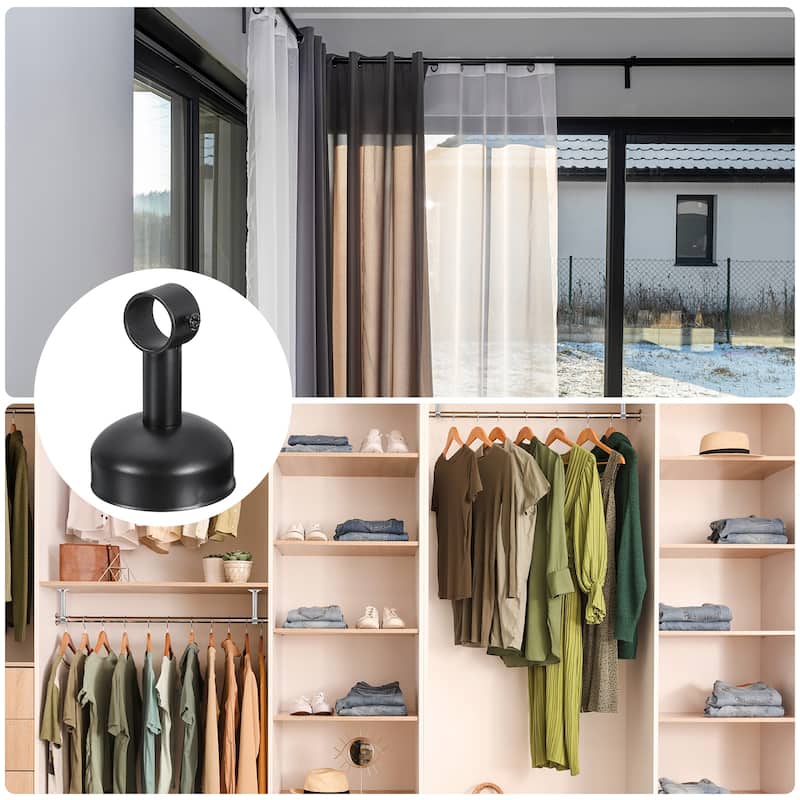 2 Set Ceiling Mount Curtain Rod Bracket, Stainless Steel Rod Holders