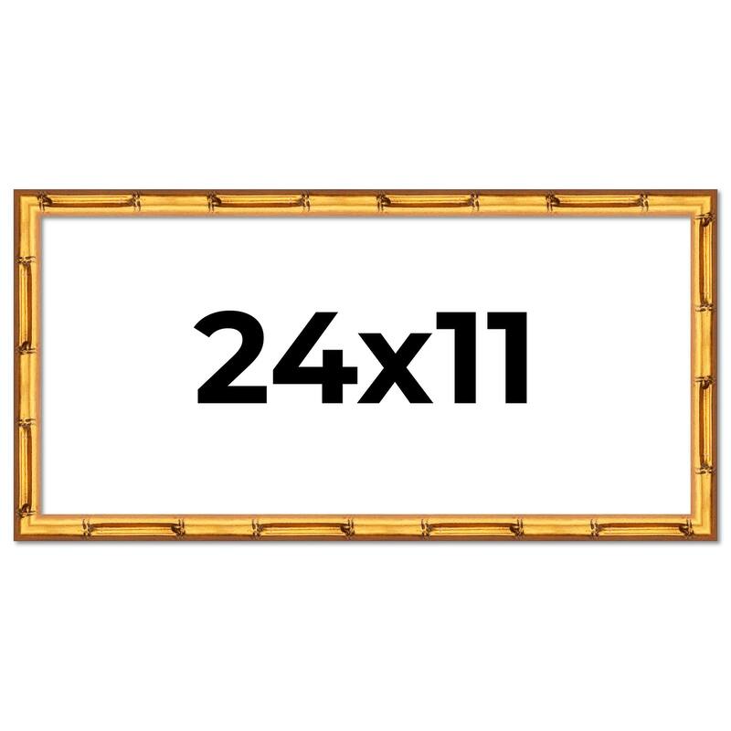 24x11 Frame Gold Bamboo Picture Frame Modern Photo Frame Includes UV Acrylic Shatter Guard Front Acid Free Foam Backing Board