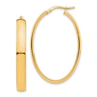 Curata 14k Yellow Gold High Polished Oval Hoop Earrings - 40.08x26.23mm