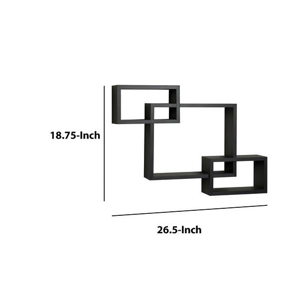 Intersecting Rectangle Shape Wooden Floating Wall Shelf Bed Bath