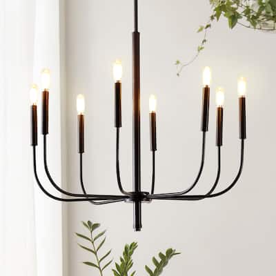 Collier 27.25" 8-Light Modern Mid-Century Iron LED Chandelier, by JONATHAN Y