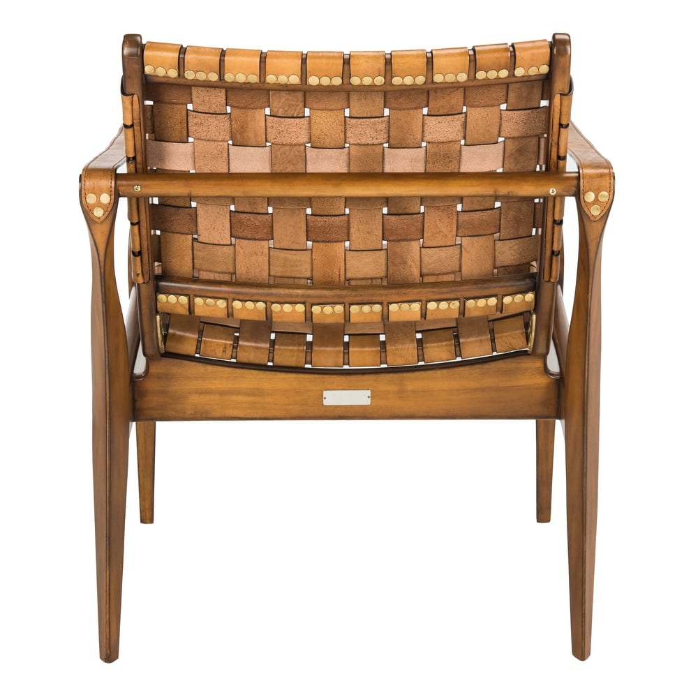 SAFAVIEH Couture Zenica Leather Safari Chair - 24.5" W x 30" L x 30" H - 25"W x 30"D x 30"H