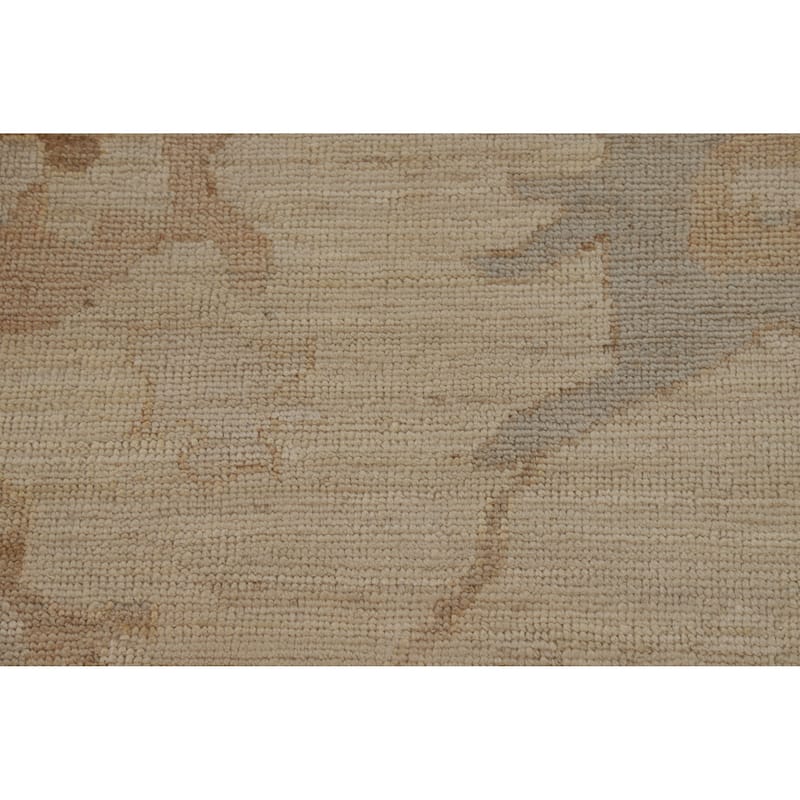 Hand Knotted Oriental 100% Wool Carpet Transitional All-Over Beige & Ivories Oushak Area Rug - 9' 10'' X 7' 11''