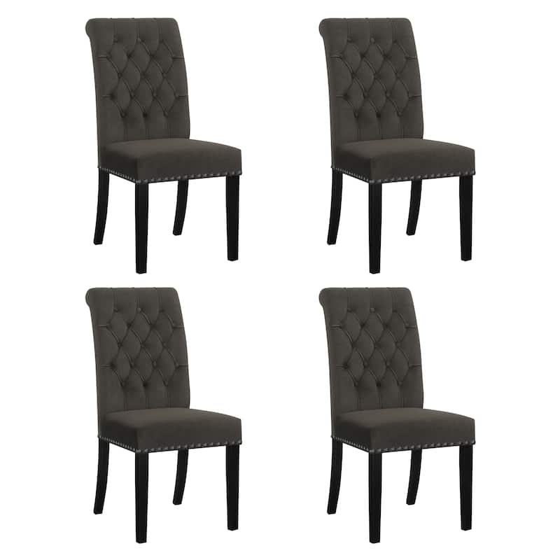 Nantucket Upholstered Tufted Back Dining Chairs (Set of 4) - Brown