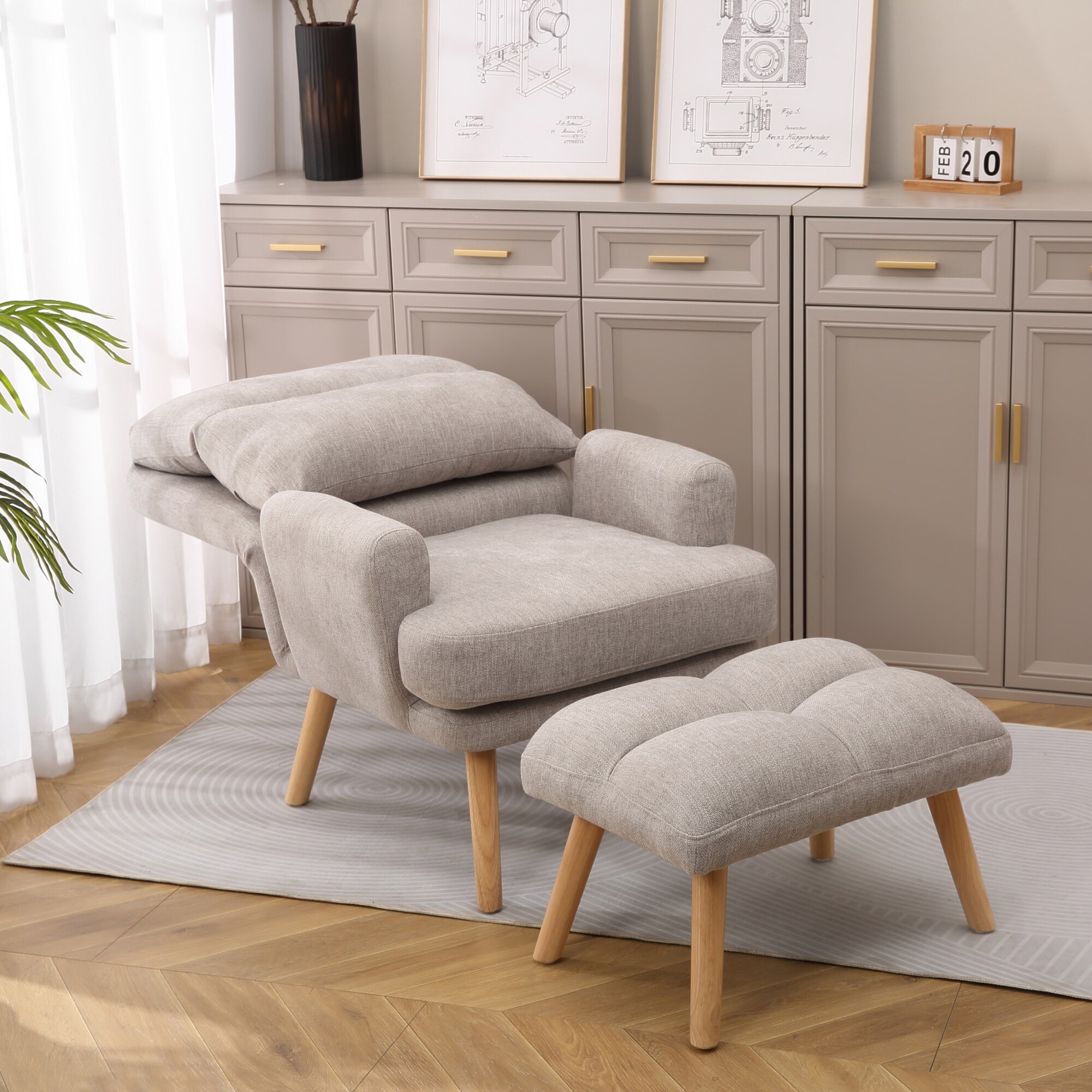 Adjustable lounge 2025 chair with ottoman
