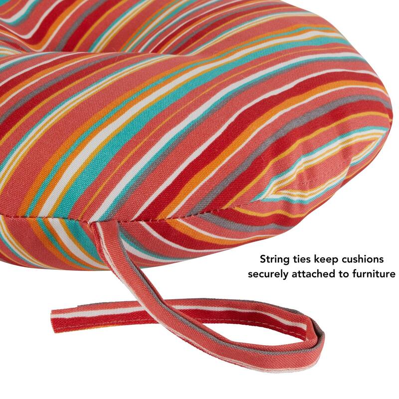Coastal Stripe 15-inch Round Outdoor Bistro Chair Cushion (Set of 4)